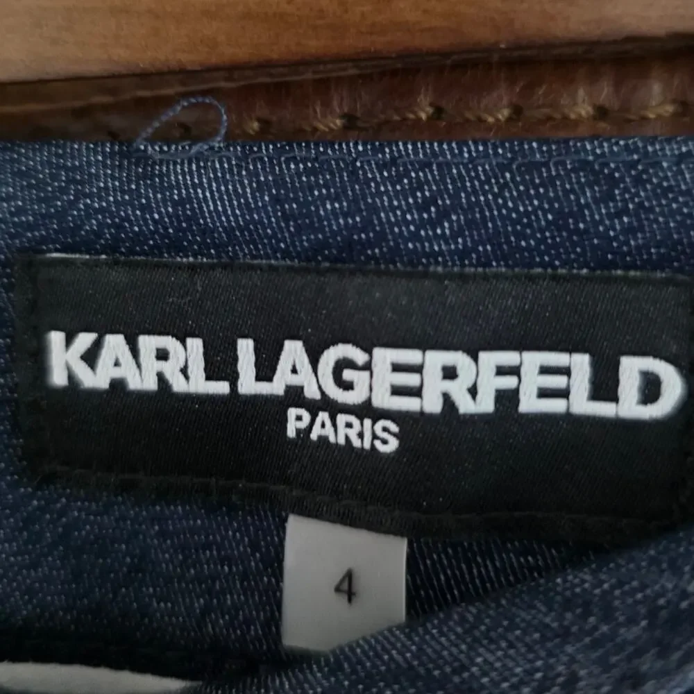 Karl Lagerfeld Tweed A-Line Skirt White/Navy Size 4